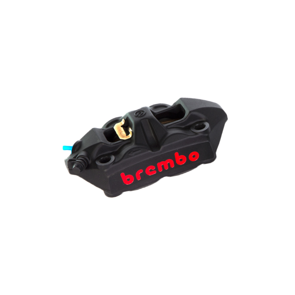 Caliper, Right, P4 34mm, M4, Cast Monobloc, 108mm Radial Mount, Front, Black w/ Red Lettering
